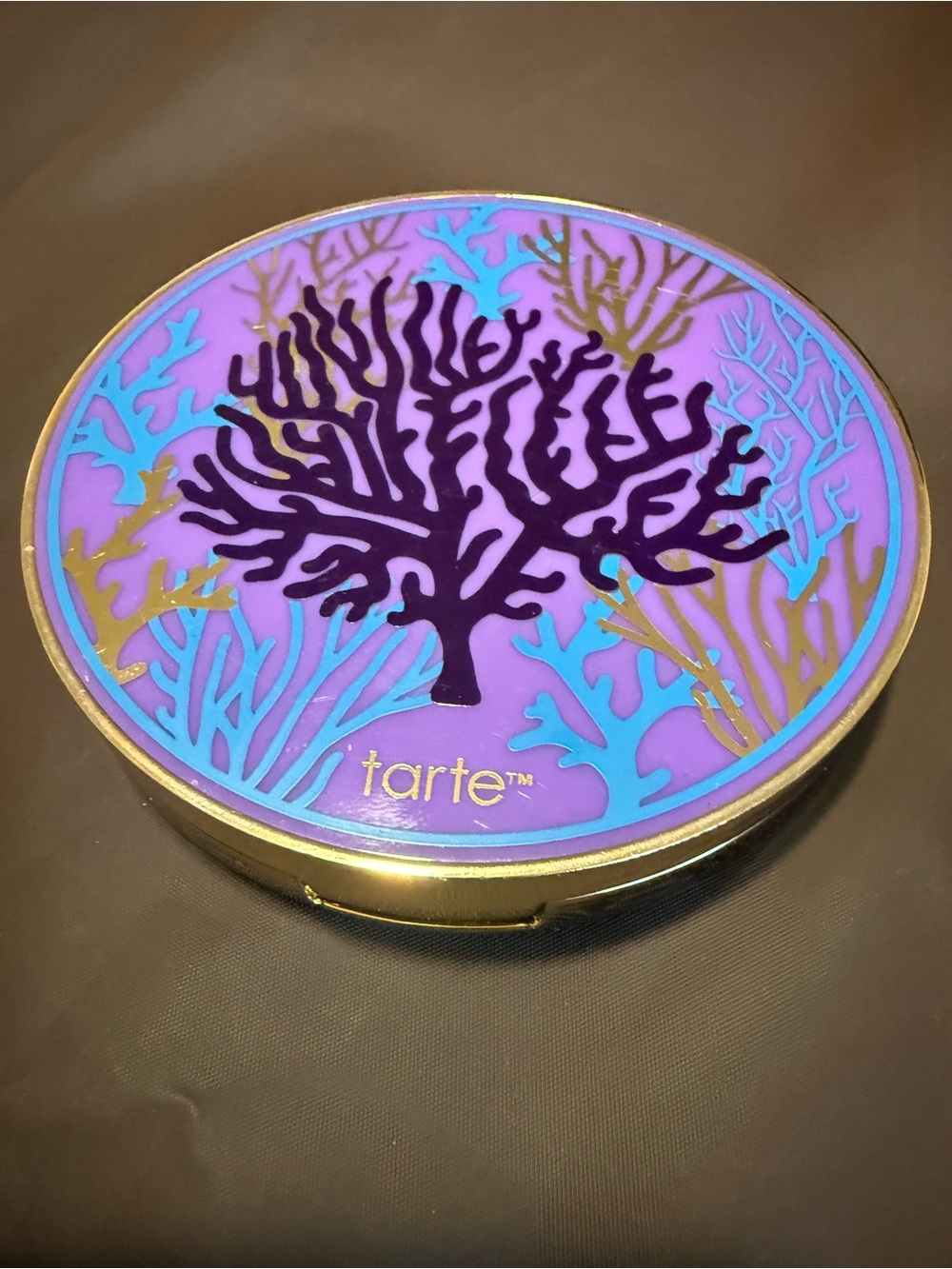 tarte Purple Coral Reef Compact with Aqua & Gold Accents